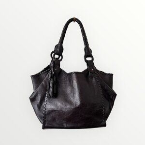 Anthony Luciano Black Braided Leather Hobo Bag